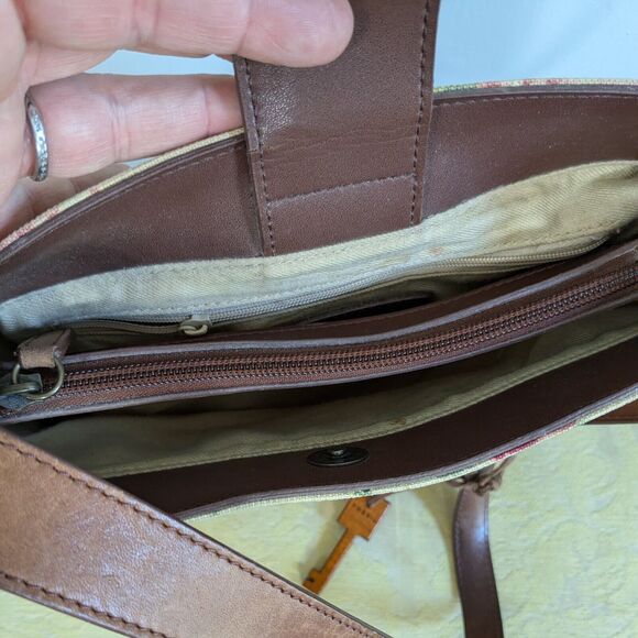 Fossil Bag Purse Yellow Floral Pink Leather Vintage Y2K Rose Cottage Grunge - Picture 7 of 16